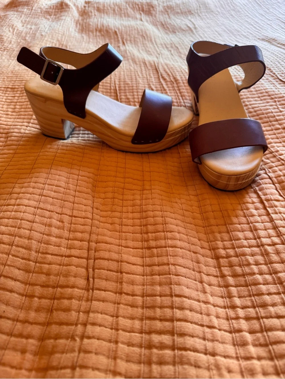 Nisolo Dark Brown Leather Platform Sandals with Ankle Strap